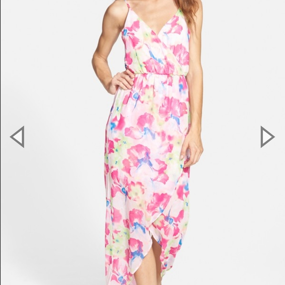 Lush Floral Maxi Dress Tulip Hem